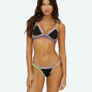 Vibrant Black Crochet Trim Bikini Set